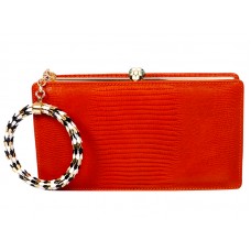 Bvlgari Serpenti Framed Pochette In Lizard Skin Orange