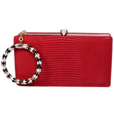 Bvlgari Serpenti Framed Pochette In Lizard Skin Rose