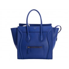 Celine Luggage Medium Tote In Calfskin Bright Blue