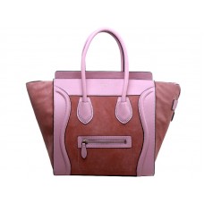 Celine Luggage Medium Tote In Calfskin Pink/Suede