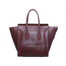 Celine Luggage Medium Tote In Calfskin Wine