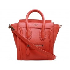 Celine Luggage Mini Tote In Calfskin Cherry