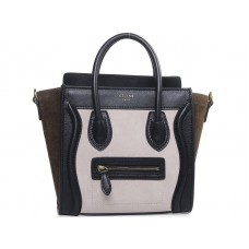 Celine Luggage Mini Tote In Calfskin Light Beige/Suede Olive