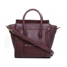 Celine Luggage Mini Tote In Calfskin Wine