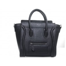 Celine Luggage Mini Tote In Grain Leather Black