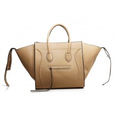 Celine Luggage Phantom Square Tote Bag Beige With Black Trim