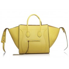 Celine Luggage Phantom Square Tote Bag Lemon With Black Trim