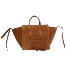 Celine Luggage Phantom Square Tote Bag Suede Leather Camel