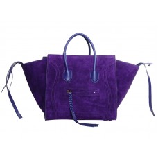 Celine Luggage Phantom Square Tote Bag Suede Leather Purple