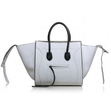 Celine Luggage Phantom Square Tote Bag White With Black