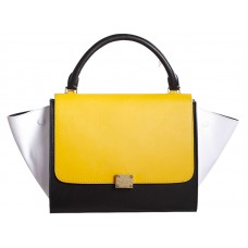 Celine Trapeze Shoulder Bag Multicolor Calfskin Yellow/Black/White