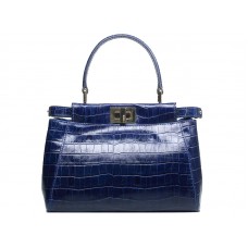 Fendi Iconic Mini Peekaboo Bag In Croco Leather Blue