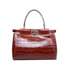 Fendi Iconic Mini Peekaboo Bag In Croco Leather Burgundy