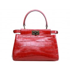 Fendi Iconic Mini Peekaboo Bag In Croco Leather Red