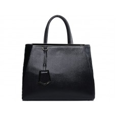 Fendi 2jours Calfskin Tote Bag Black With Fur