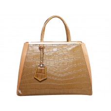 Fendi 2jours Calfskin Tote Bag Croc Beige