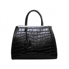 Fendi 2jours Calfskin Tote Bag Croc Black