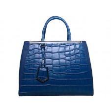 Fendi 2jours Calfskin Tote Bag Croc Blue