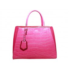 Fendi 2jours Calfskin Tote Bag Croc Hot Pink