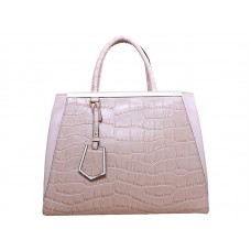 Fendi 2jours Calfskin Tote Bag Croc Pink