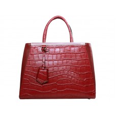 Fendi 2jours Calfskin Tote Bag Croc Red