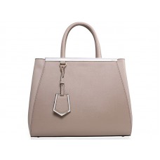 Fendi 2jours Calfskin Tote Bag Light Grey