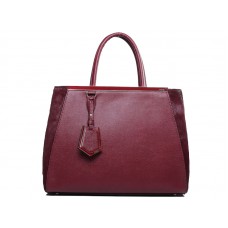 Fendi 2jours Calfskin Tote Bag Wine With Fur