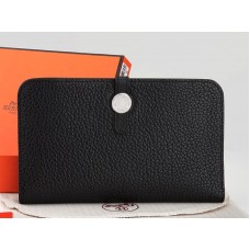 Hermes Dogon Togo Original Leather Combined Wallet Black