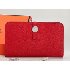 Hermes Dogon Togo Original Leather Combined Wallet Red