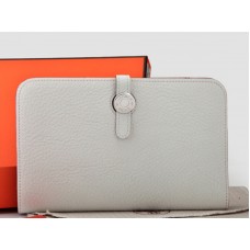 Hermes Dogon Togo Original Leather Combined Wallet White