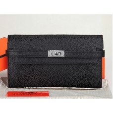 Hermes Dogon Togo Original Leather Kelly Long Wallet Black