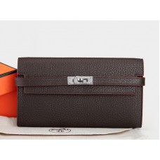 Hermes Dogon Togo Original Leather Kelly Long Wallet Choco