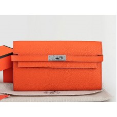 Hermes Dogon Togo Original Leather Kelly Long Wallet Orange