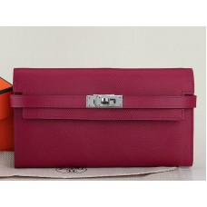 Hermes Epsom Original Calfskin Kelly Long Wallet Burgundy