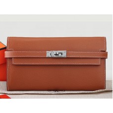 Hermes Epsom Original Calfskin Kelly Long Wallet Camel