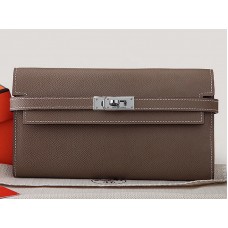 Hermes Epsom Original Calfskin Kelly Long Wallet Khaki