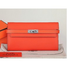 Hermes Epsom Original Calfskin Kelly Long Wallet Orange