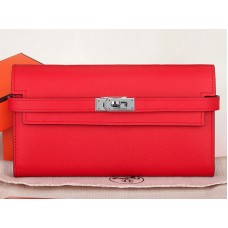 Hermes Epsom Original Calfskin Kelly Long Wallet Red