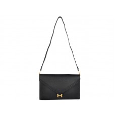 Hermes Pilot Envelope Clutch Black With Gold Hardware