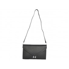 Hermes Pilot Envelope Clutch Black With Silver Hardware