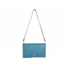 Hermes Pilot Envelope Clutch Blue With Gold Hardware