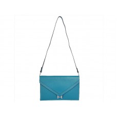 Hermes Pilot Envelope Clutch Blue With Silver Hardware