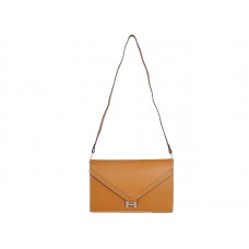 Hermes Pilot Envelope Clutch Camel With Silver Hardware