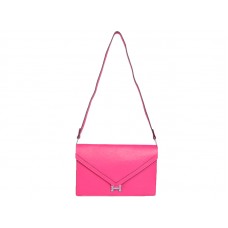 Hermes Pilot Envelope Clutch Hot Pink With Silver Hardware