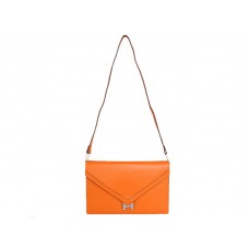 Hermes Pilot Envelope Clutch Orange With Silver Hardware