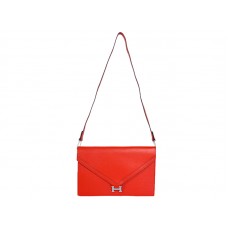 Hermes Pilot Envelope Clutch Red With Silver Hardware