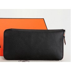 Hermes Zipper Wallet Original Epsom Calfskin Black