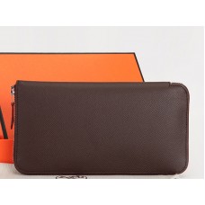 Hermes Zipper Wallet Original Epsom Calfskin Choco