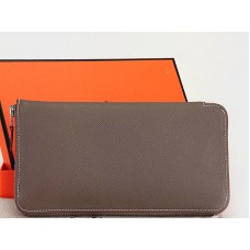 Hermes Zipper Wallet Original Epsom Calfskin Dark Khaki