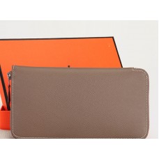 Hermes Zipper Wallet Original Epsom Calfskin Grey